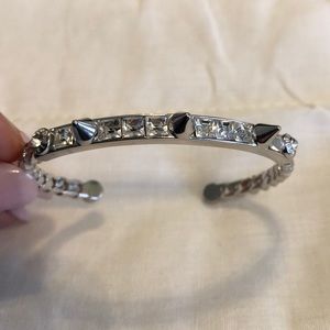 Henri Bendel silver spiked crystal bracelet cuff